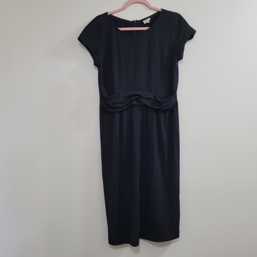 Armani Collezioni Black Short-Sleeve Midi Dress